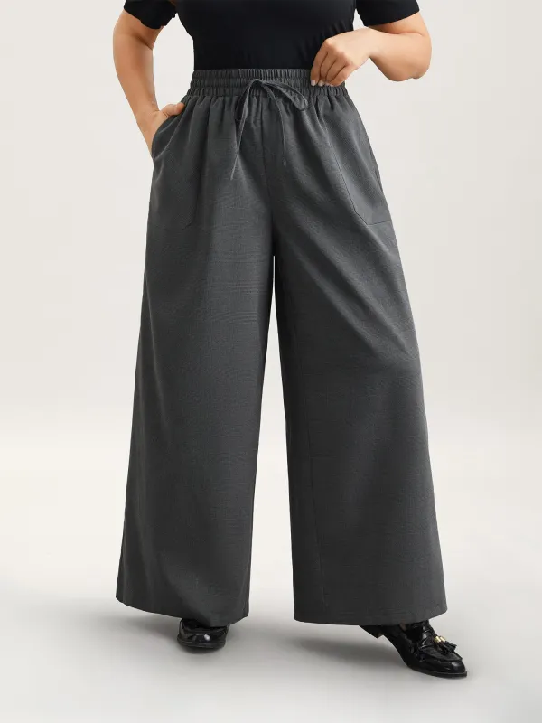Waist Drawstring Plaid Wide Leg Pants sold by Bloomchic