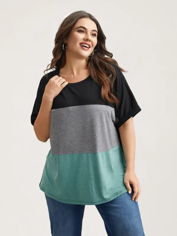 Color Block Dolman Sleeve T-Shirt sold by Bloomchic