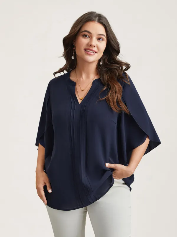 Petal Sleeve Toothpick Pleats Shirt sold by Bloomchic