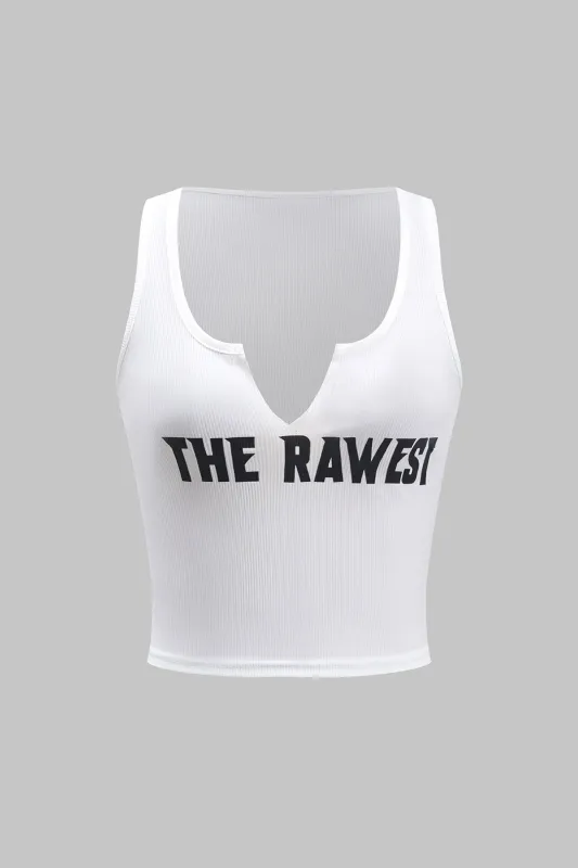 Brevprint tekstureret tank top sold by Micas