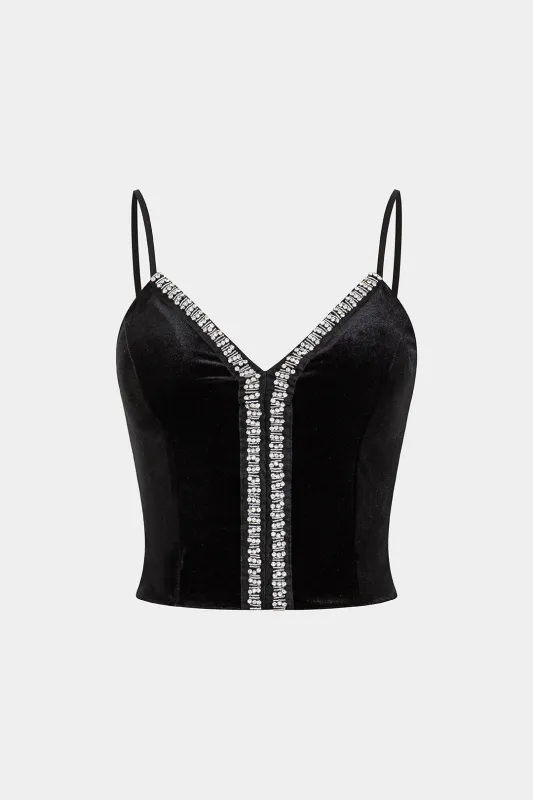 Fløjl rhinestone cami top sold by Micas