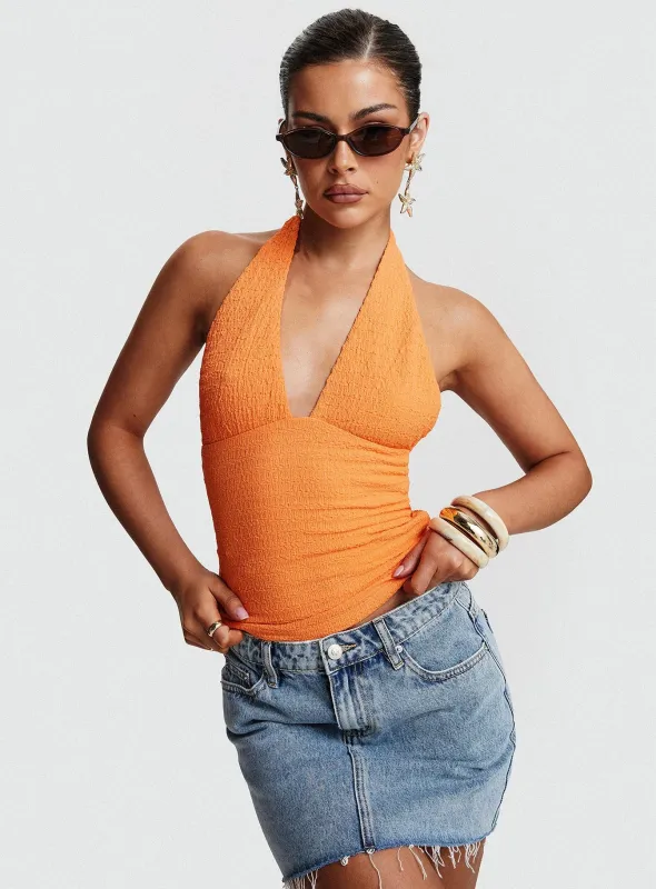 Emaline Halter Top Orange sold by Princess Polly