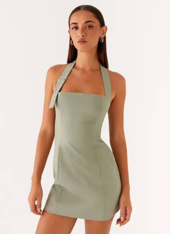 Bianca Halter Dress - Sage sold by Peppermayo