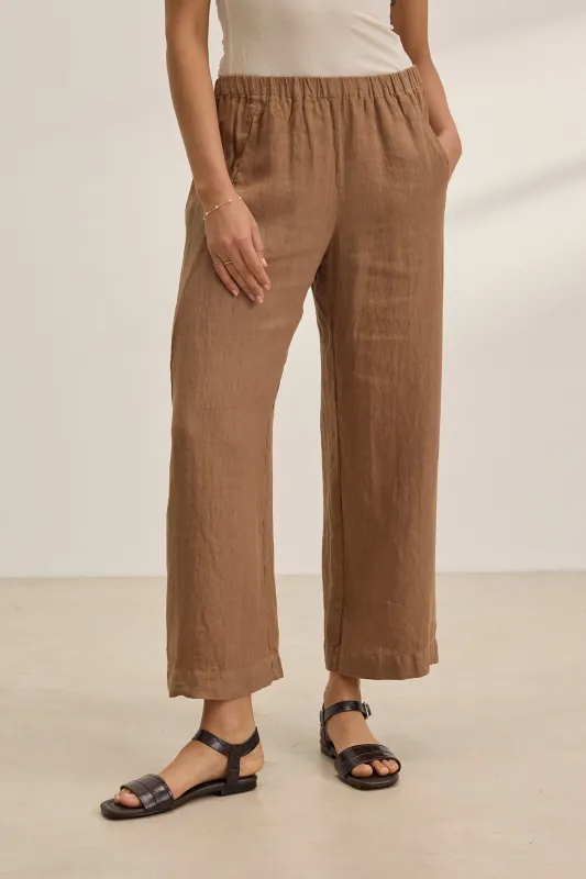LOLA LINEN PANTS - BARK sold by Wildflower