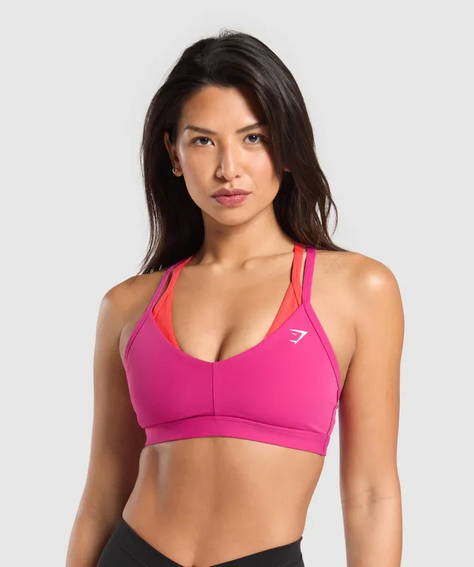 Gymshark Double Up Sports Bra - Winning Pink/Coral Red sold by Gymshark