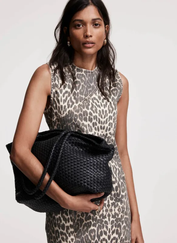 Black Leather Woven Tote Bag sold by Mint Velvet