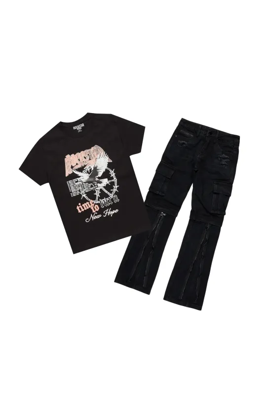 Girls Burial Black T-Shirt/Baggy Fit Jean Set sold by Rockstar Original
