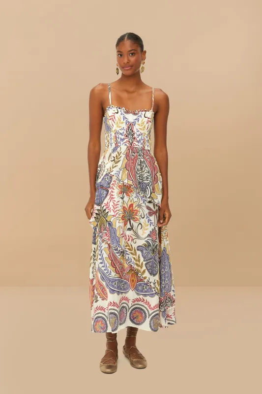 Off-White Boho Glam Loopy Trim Maxi Dress sold by FARM Rio