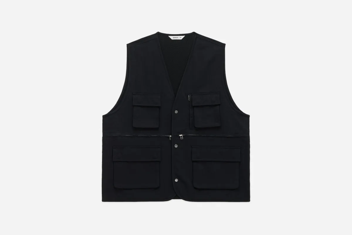 Field Vest ~ Black Wrinkle Nylon sold by 3sixteen