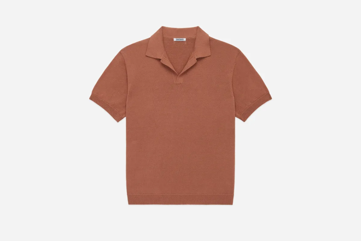 Knit Polo ~ Clay Pima Cotton sold by 3sixteen