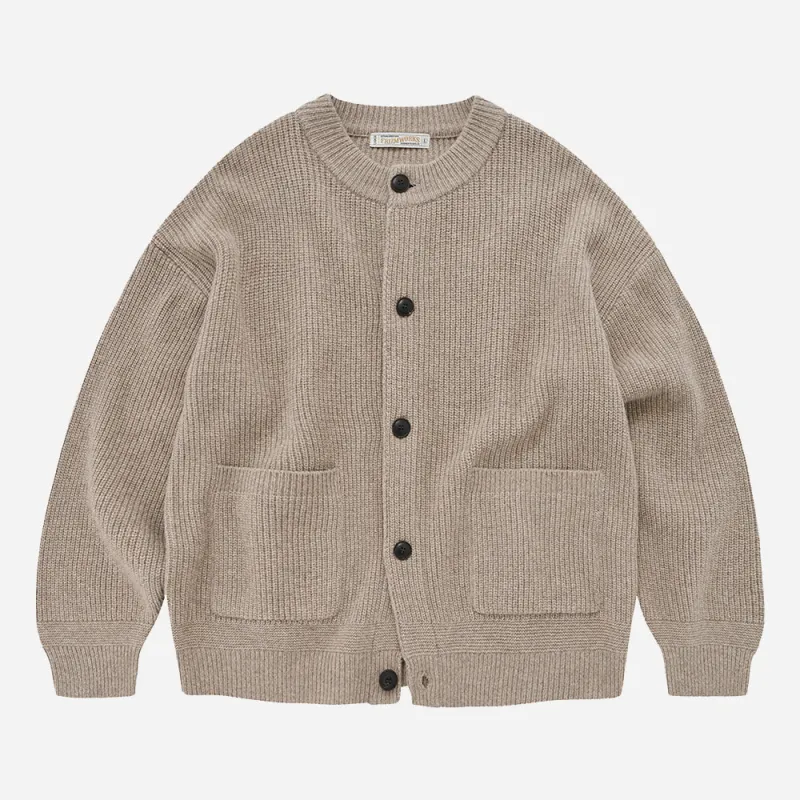 HEAVY WOOL ROUND CARDIGAN - OATMEAL sold by FrizmWORKS