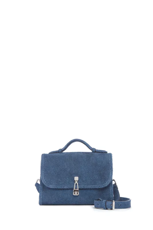 Small Leonora in Medium Blue Suede Denim sold by Gabriela Hearst