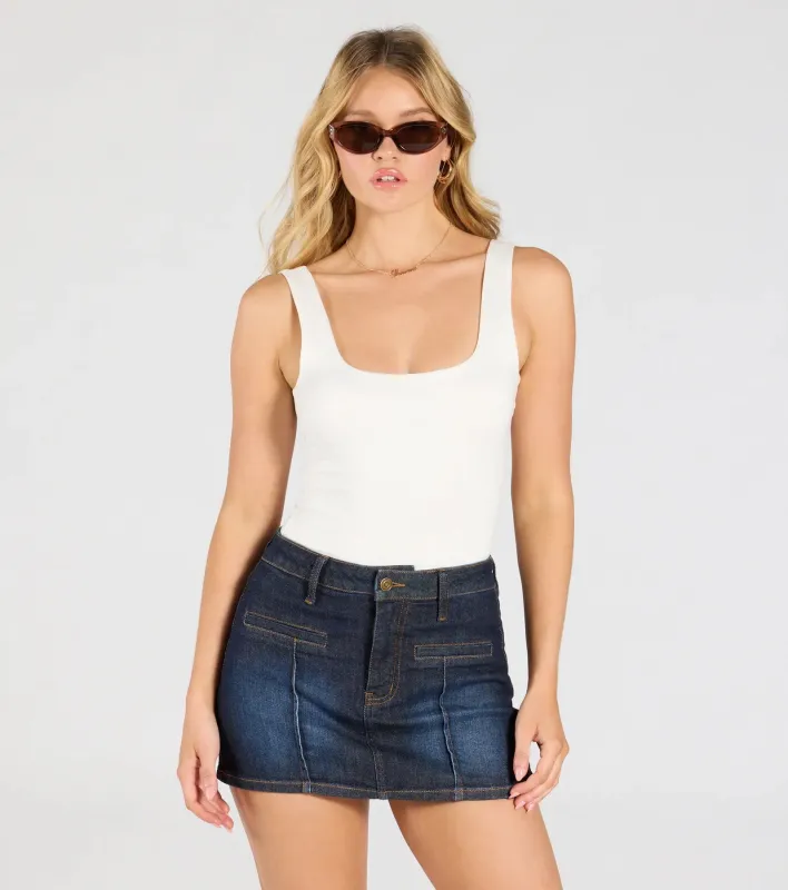 Real Babe High-Rise Denim Skort sold by Windsor