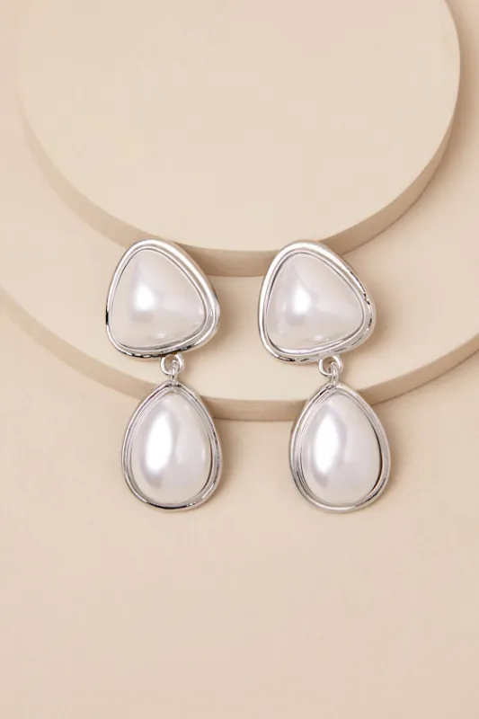 Stella Silver Pearl Drop Earrings sold by Lulus