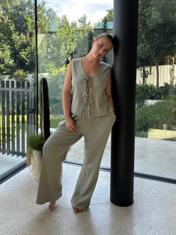RAYLN RIB PANTS SAGE sold by FAYT The Label