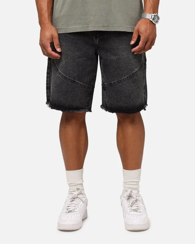 Saint Morta Armoury Baggy Denim Shorts Black Shadow sold by Culture Kings