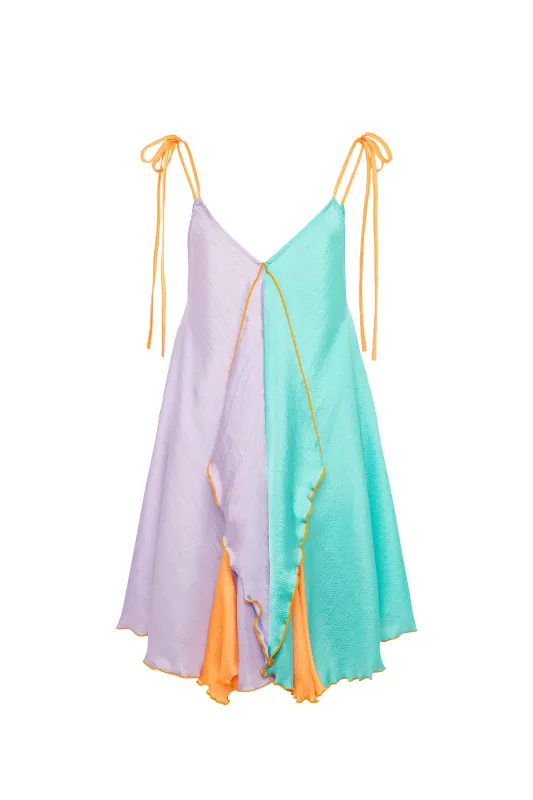 SAGE - Handkerchief color-block mini dress sold by Siedres