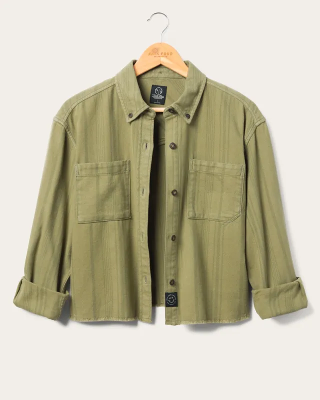 Women's Tonal Stripe Flannel Crop Shirt sold by Junk Food Clothing
