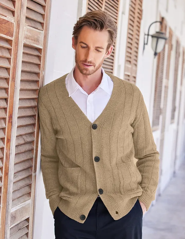 Cardigan Knit V Neck Button up Sweaters (Live Only) sold by Coofandy