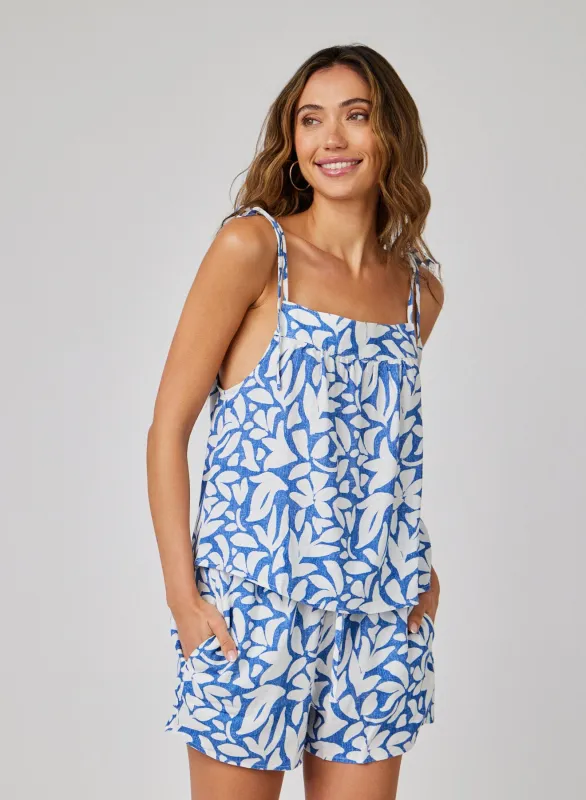 Floral Tie Shoulder Tank - Stamped Floral Print sold by Bella Dahl