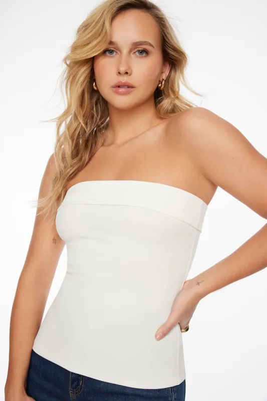 Aubree Crepe Tube Top sold by Dynamite