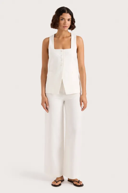 Jackie Vest White sold by Faithfull the Brand