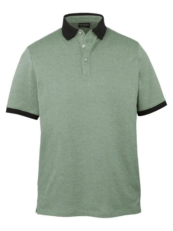Cotton Three Button Polo - Green Multi sold by Paul Fredrick