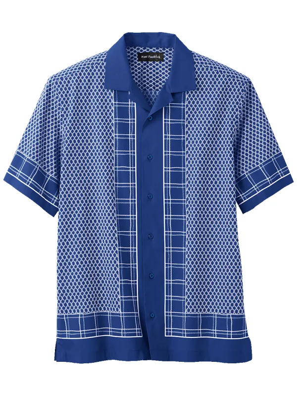 Cotton Border Print Casual Shirt - Blue sold by Paul Fredrick