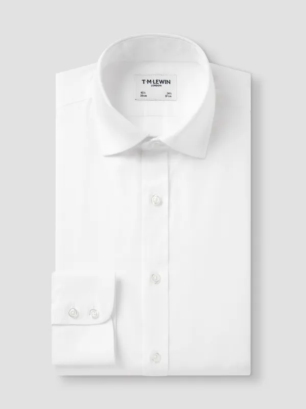 Non-Iron White Lightweight Twill Slim Fit Single Cuff Classic Collar Shirt sold by T.M.Lewin