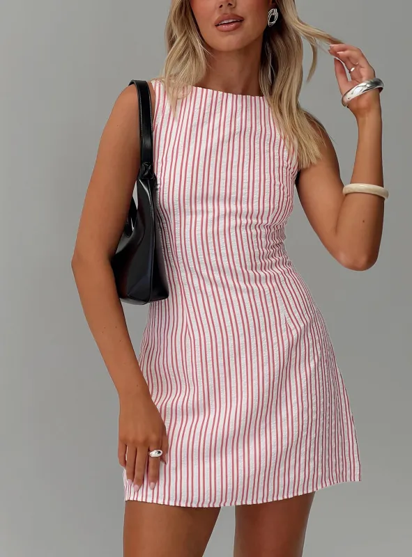 Alfalfa Shift Mini Dress Red Stripe sold by Princess Polly