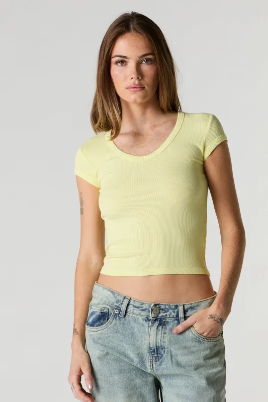 Ribbed V-Neck Fitted T-Shirt sold by Urban Planet
