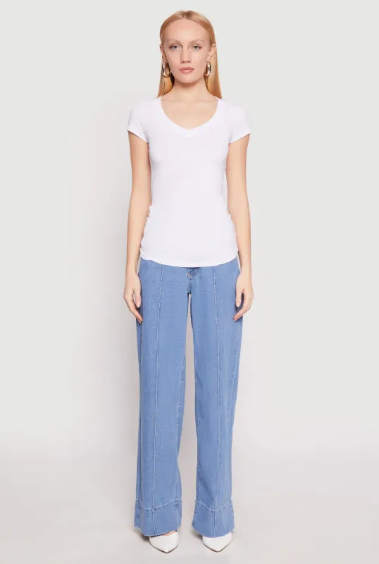 V Neck Basic Short Sleeve Tee sold by Rainbow
