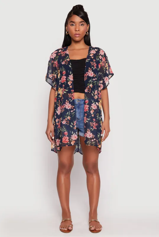 Floral Print Twist Back Kimono sold by Rainbow