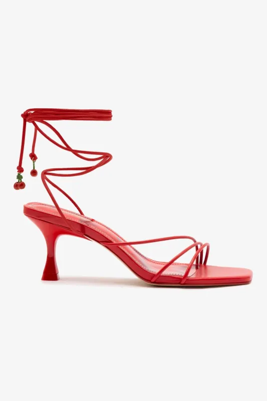 Nadia Sandal In Scarlet Leather sold by Larroude
