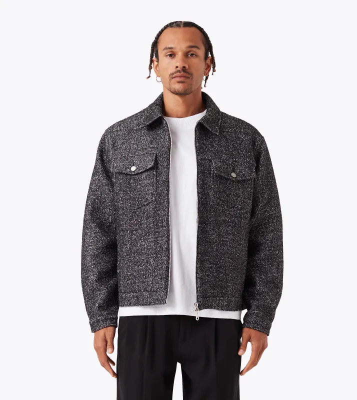 Cropped Harrington Jacket Black Speck sold by Zanerobe