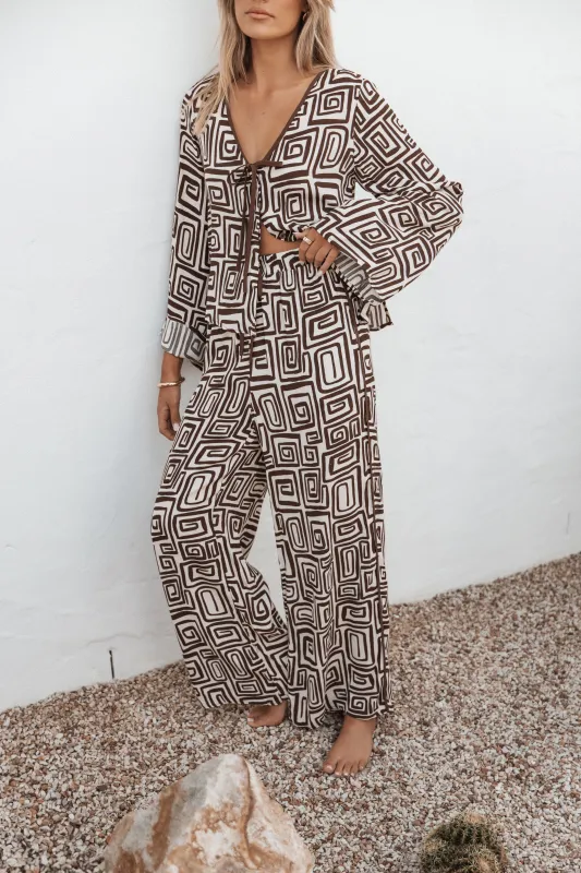 Imogen Pant - Chocolate Brown Print sold by Petal & Pup