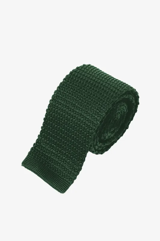 Silk Knitted Tie - Forest Green sold by Anthony Squires