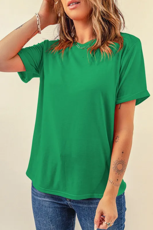 Bright Green Casual Plain Crew Neck Tee sold by Beagle Boutique