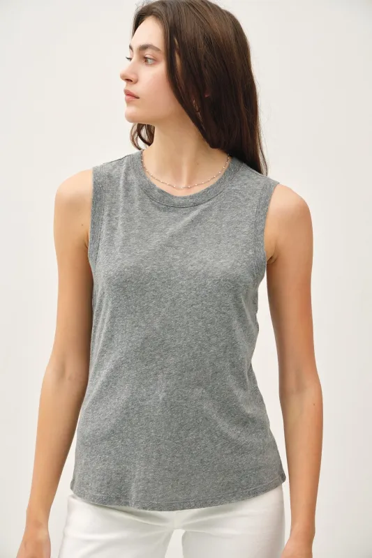 Heather Grey Basic Crew Neck Tank sold by Pinkblush