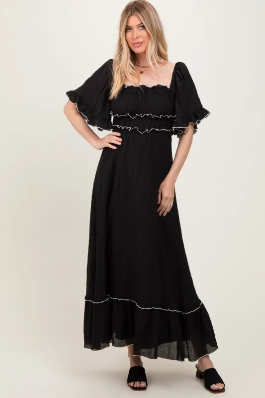 Black Wide Sleeve Maxi Dress sold by Pinkblush
