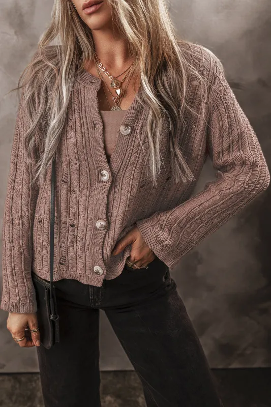 Goat Cut Out Textured Knit Buttoned Cardigan sold by Beagle Boutique