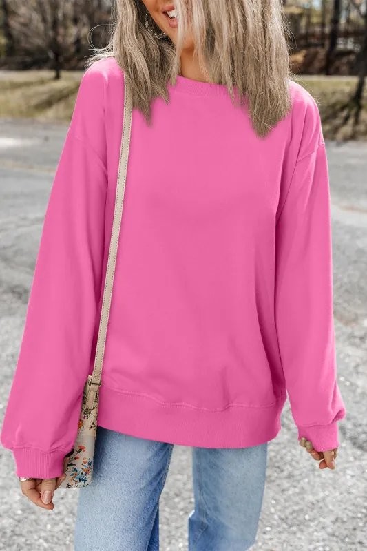 Bonbon Plain Drop Shoulder Crewneck Pullover Sweatshirt sold by Beagle Boutique