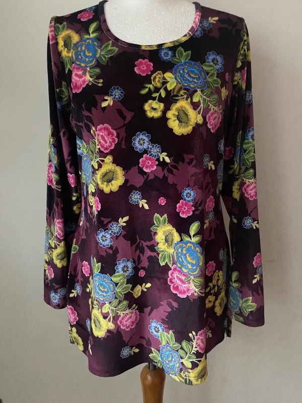 Michele Hope Velvet Tunic Top  10 / 12, 14 / 16. Green, Blue, Purple and Grey sold by Beagle Boutique