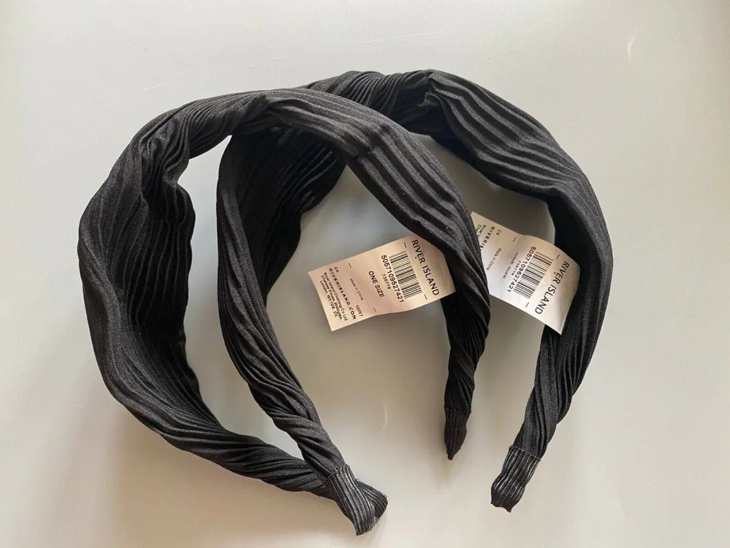 River Island x 2 Black Rib Twist Headband sold by Beagle Boutique