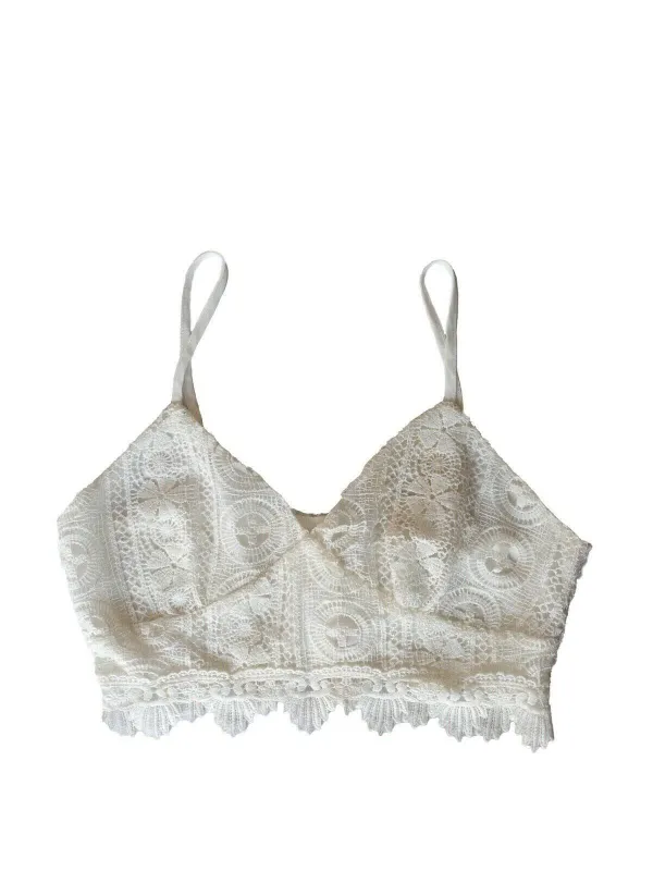 Umenda Crochet Layered Crop Top Size 10 Pearl Button Detail sold by Beagle Boutique