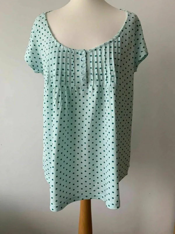 Blancheporte Light Teal Polka Dot Top Cotton Size 20 pit to pit 21.5" sold by Beagle Boutique