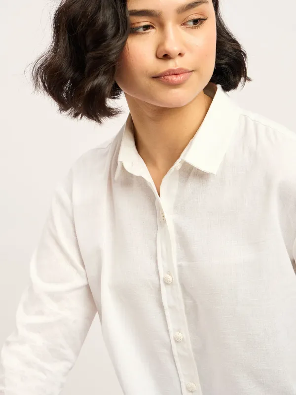 Mallow Drop Shoulder Button Down Shirt - White sold by Salt Attire