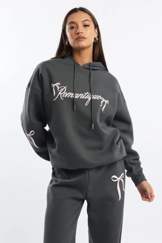 Grey Graphic Hoodie Sweater Long Sleeve sold by Ally Fashion