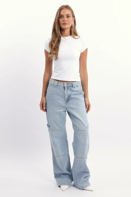Denim Cargo Denim Jeans Mid Rise sold by Ally Fashion