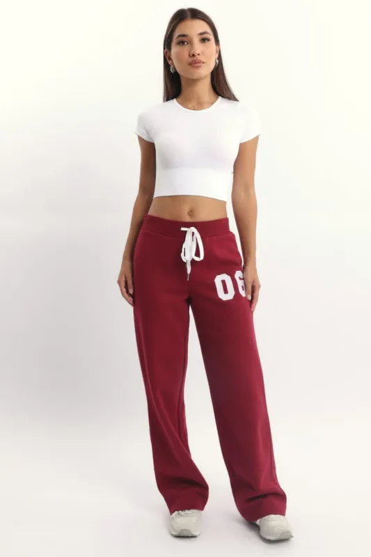 Red Track Pants Wide Leg sold by Ally Fashion